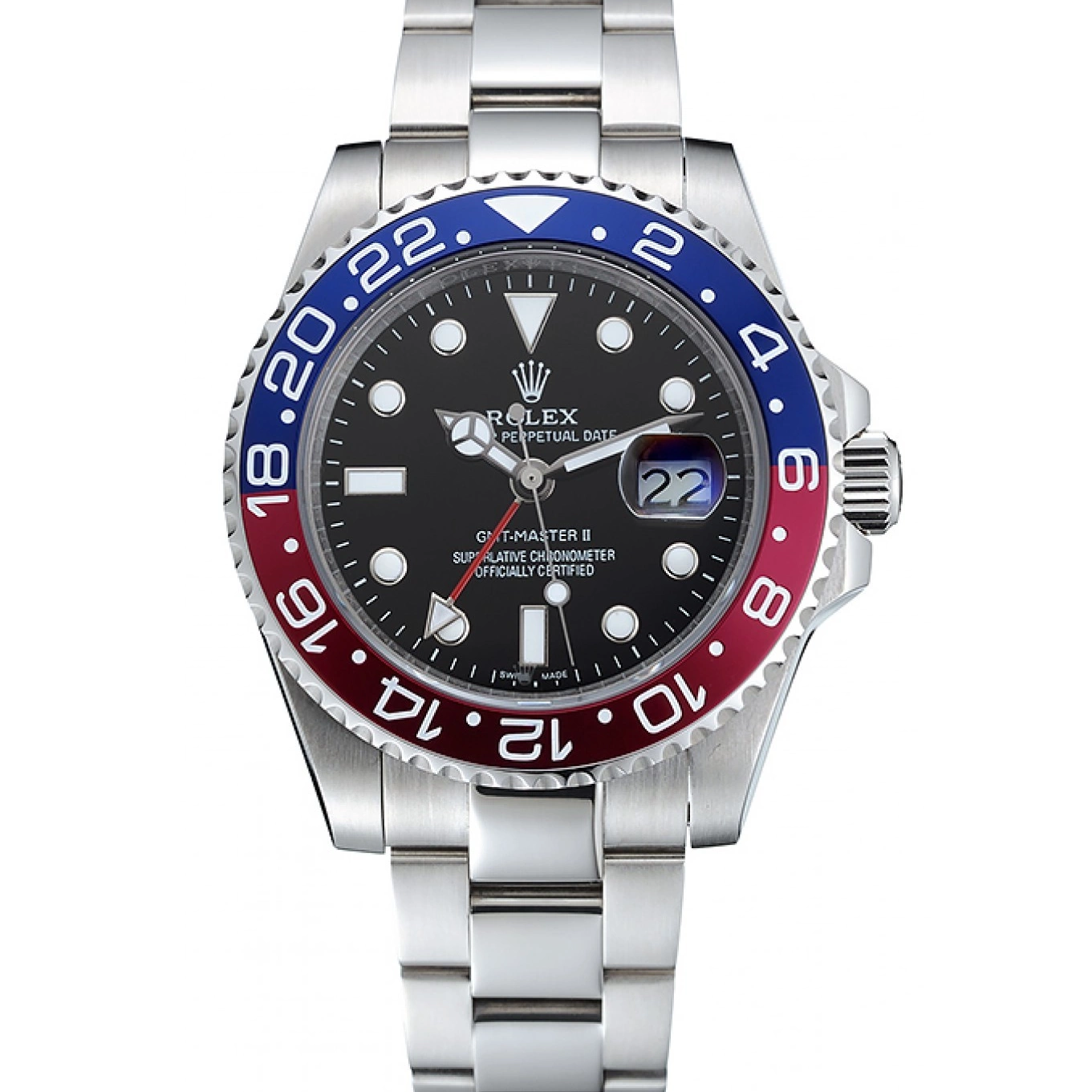 Rolex aaa copy Blue Rose Bezel Dial Red Rolex GMT Black Watch II Master 0518